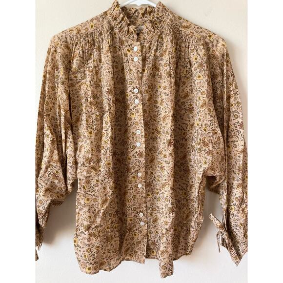 NWT DOEN Rose Top in Jaipur Mustard Floral Paisley Print S - Picture 5 of 10